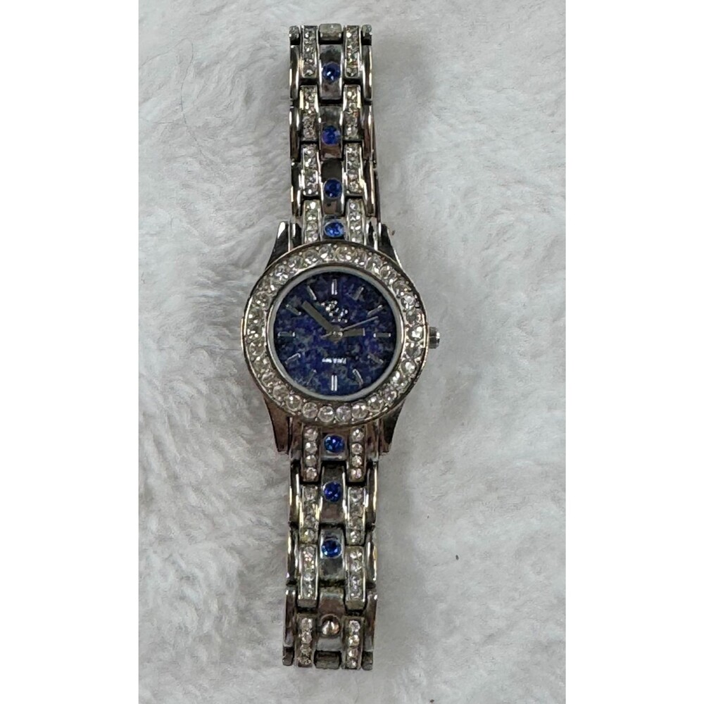 Glam Sapphire Blue Rhinestone Bracelet Watch Lapis Y2K  Style HSN Colleen Lopez - Picture 12 of 16